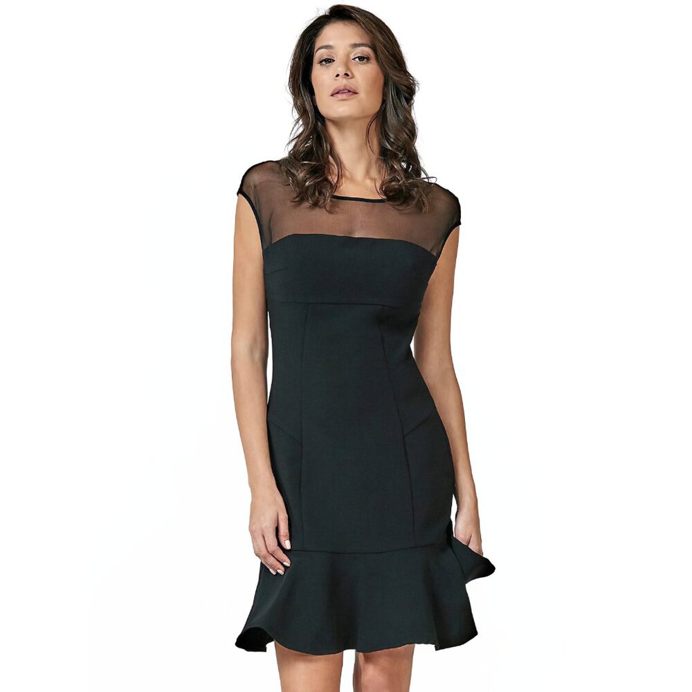 NEW GUESS Los Angeles Luz sheer bodice Black Cocktail Dress, Size S